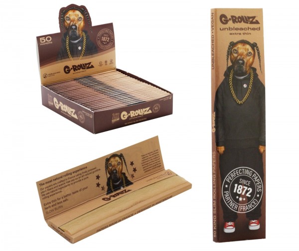 G-Rollz | Pets Rock &#039;Rap&#039; - Unbleached - 50 KS Slim Papers (25 Booklets Display)