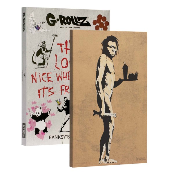 G-Rollz | Banksy&#039;s Graffiti - FASTFOOD CAVEMAN Canvas (32x45x2cm)