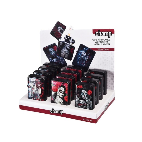 Champ | Girl And Skull Wp Flint Lighter (12pcs/display)