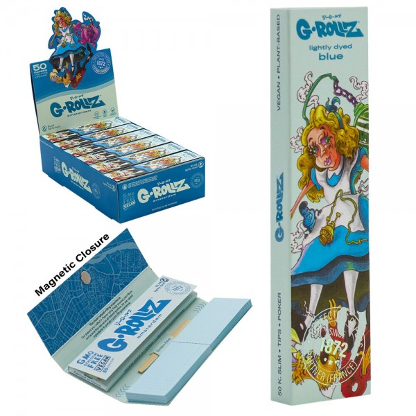 G-ROLLZ | Dunkees &#039;Alice&#039; Blue - 50 KS Papers + Tips (24 Booklets Display)