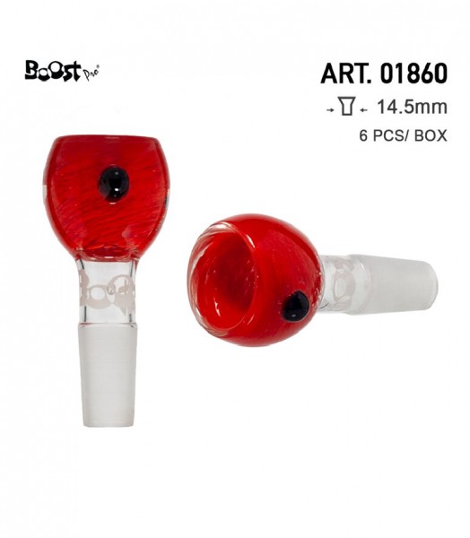 Boost | Bol en verre fumé- Rouge- Ø:14.5mm- 6pcs dans un présentoir