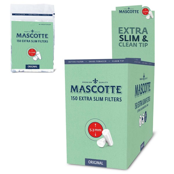 Mascotte | Original Extra Slim Filters 5,3mm diameter - 150 pcs in a bag and 20 bags in a display