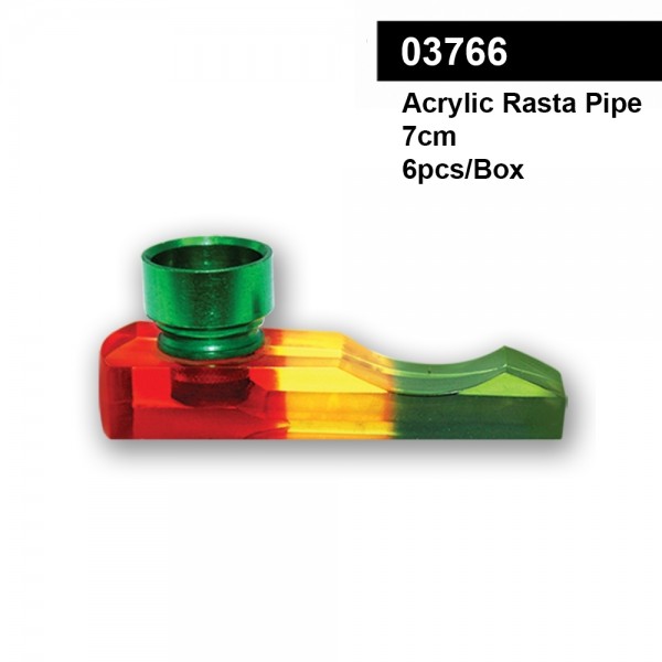 Acrylic Mini Rasta Pipe- L:7cm - 6pcs