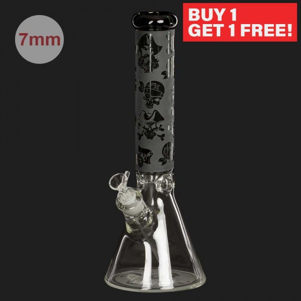 Amsterdam | Limited Edition Mixed Black Skull Beakers - H:37cm - Ø:50mm SG:18.8mm - 5mm thickness