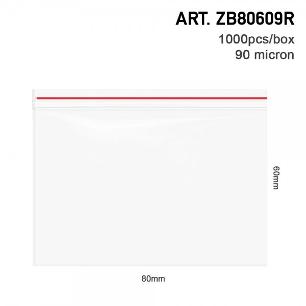 Amsterdam | Zipper Bags 80mm x 60mm 90µ (MU) Red 1000pcs in a display