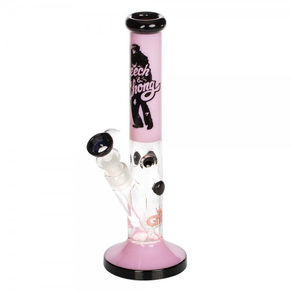 Grace Glass | Cheech & Chong 'Peace' - Straight Bong Pink H:30cm - Ø:38mm - SG:18.8mm