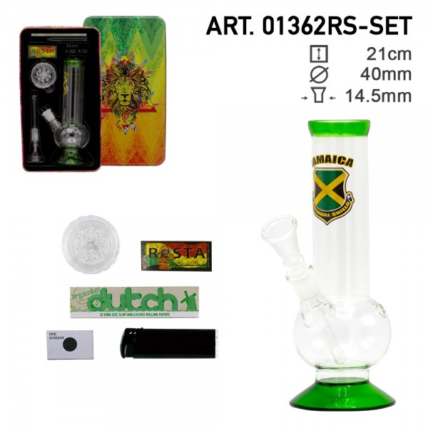 | Bouncer Rasta Bong giftset with 1 x Bong - 1 x Grinder - 1 x lighter - 5 x screen -