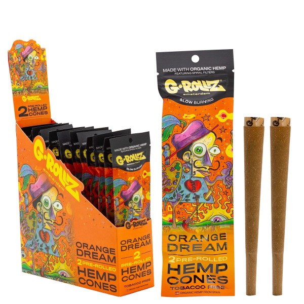 G-Rollz | 2x Orange Flavored Pre-Rolled Hemp Cones (12 Pack Display, 24 Blunts)