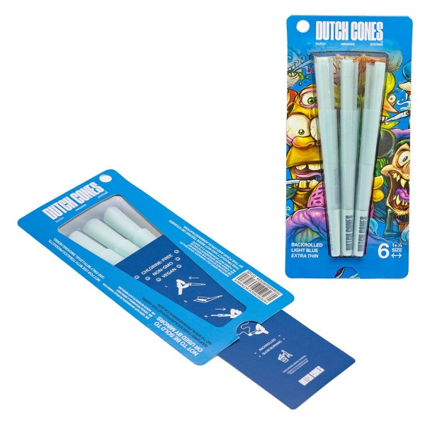 Dutch Cones | 1 1/4 Size Blue Pre-Rolled Cones 6pcs in pack &amp; 50 packs in Display