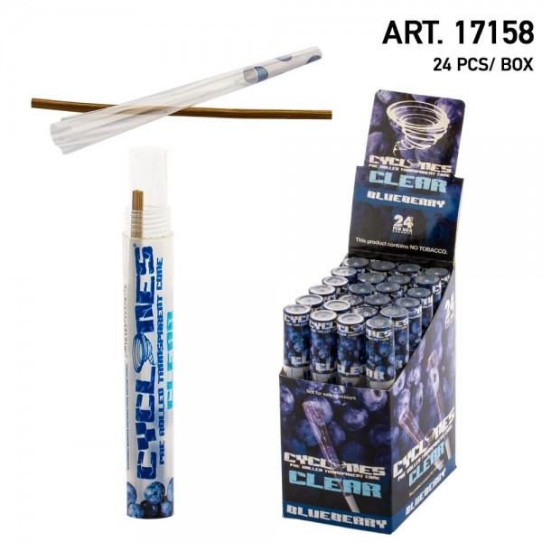 Cyclone Clear Pre-Rolled Cones- Blueberry Flavour (24pcs/Box)