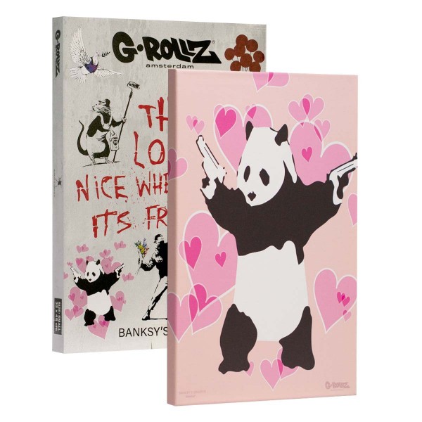 G-Rollz | Graffiti de Banksy - Toile PANDA GUNNIN&#039; (32x45x2cm)