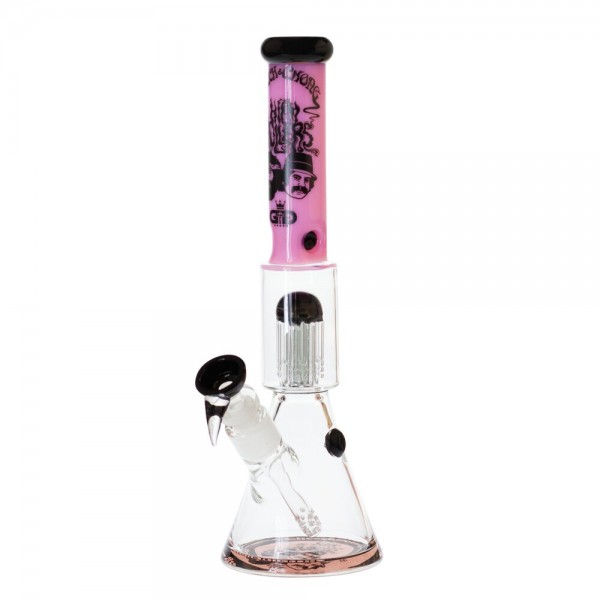 Grollz Cheech &amp; Chong | Smoking Brothers Black Beaker Chillum Slit Bong H:35cm Socket:18.8mm TH:5