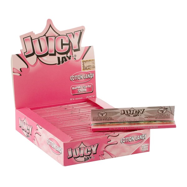 Juicy Jay's | Cotton Candy flavored King Size Slim rolling papers - 24pcs in a display