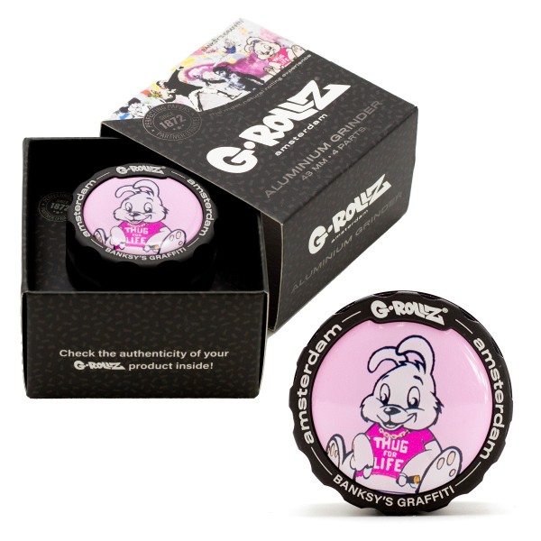 G-ROLLZ | Banksy Graffiti &#039;Thug For Life&#039; 4part Grinder - 43mm - 6pc In Display