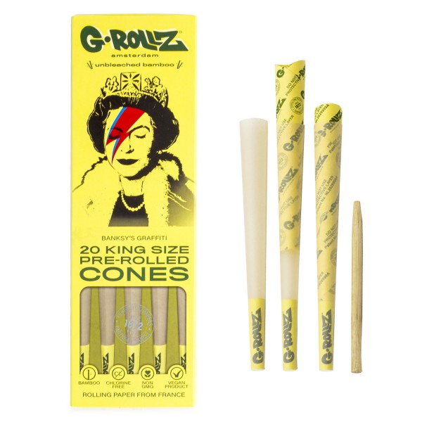 G-ROLLZ | Banksy's Graffiti - Bamboo Unbleached - 20 KS Cones