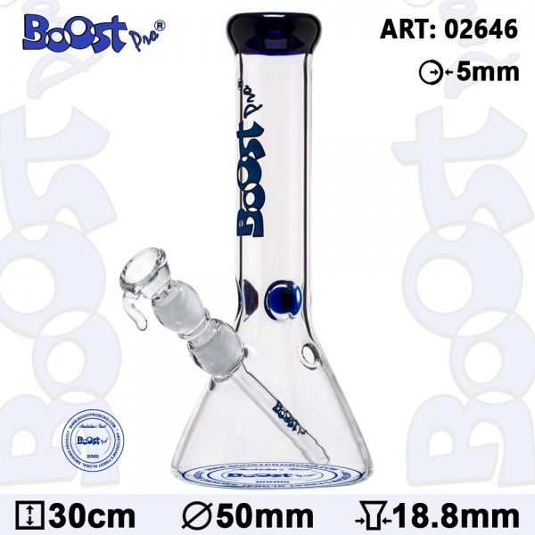 Boost Beaker Blue Glass Bong- H:30cm- Ø:50mm- SG:18.8mm- WT:5mm (circa)