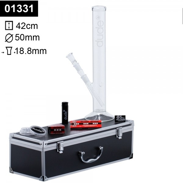 Dude Glass Bong in Aluminum Box- H:42cm- Ø:50mm- SG:18.8mm
