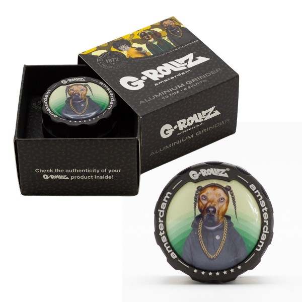 G-Rollz | Pets Rock &#039;Rap&#039; 4part Grinder - 43mm - 6pc In Display