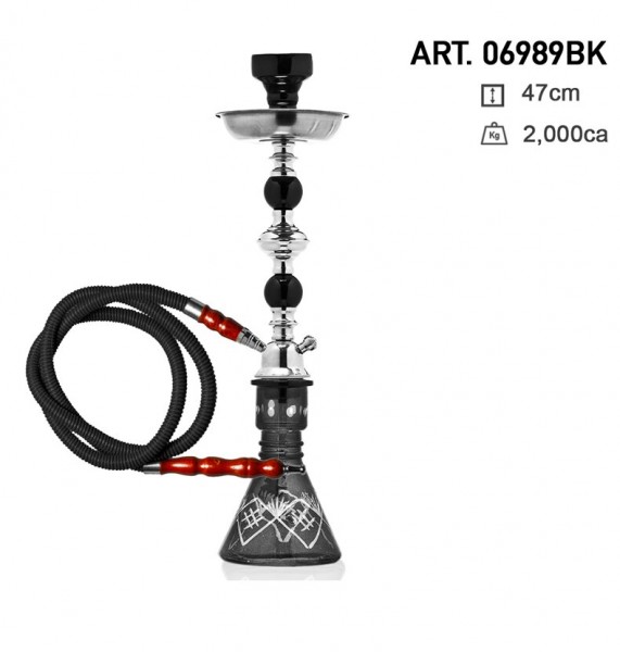 Junior | Crystal Hookah- Black- 2Crystal- 1xHose- H:47cm