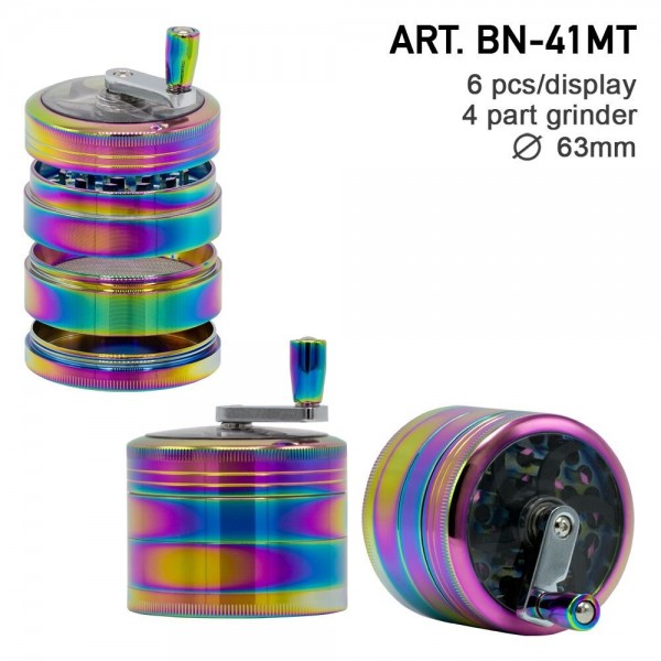 Grace Glass | Rainbow Grinders - 4part - Ø:63mm - crank and window - Rainbow Colors - 6pcs/box