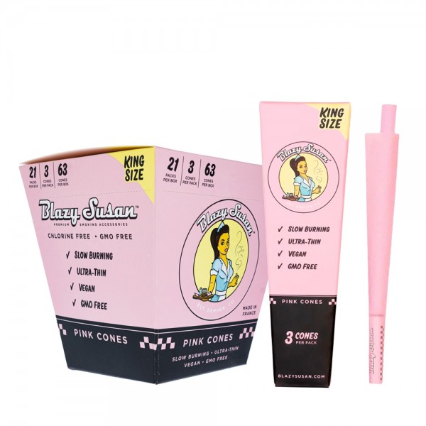 BLAZY SUSAN | 3x Pink Cones - King Size (21 Packs)