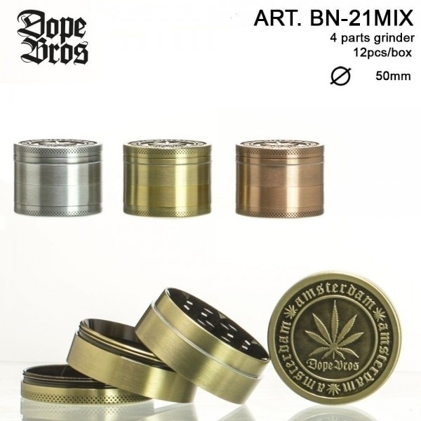 Dope Bros | Grinder- 4part- Ø:50mm- 12pcs/box-mixed colors