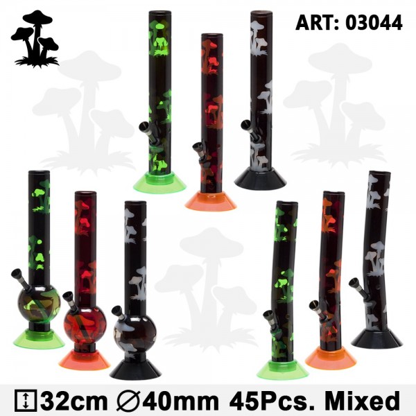 Mushroom | Acrylic Bong- 45pcs mixed in Box- H:32cm- Ø:40mm