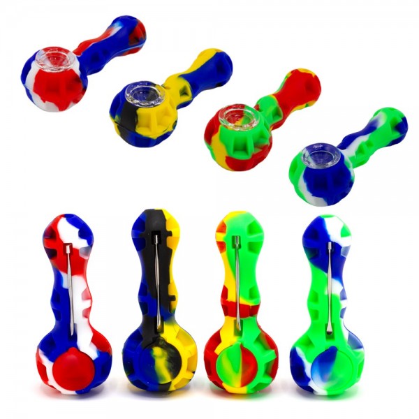 Amsterdam | Silicone Army Pipes 10pcs Mixed Color In Display L: 10cm