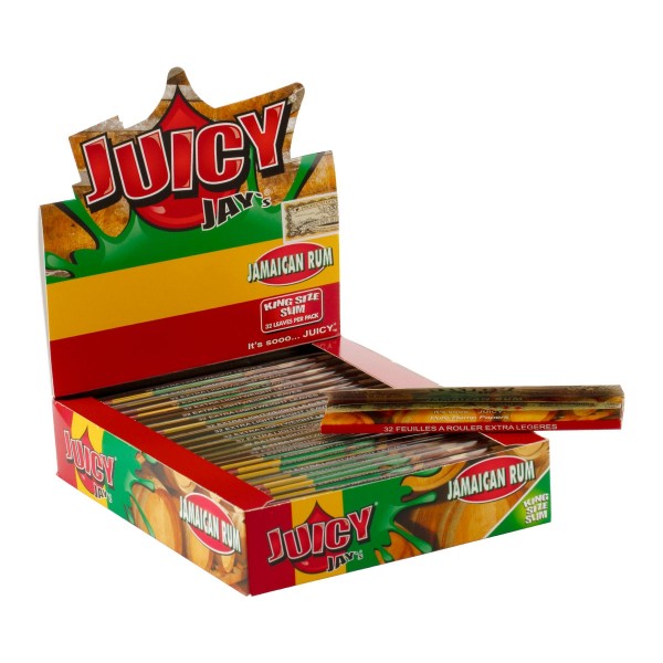 Juicy Jay's | Jamaican Rum flavored King Size Slim rolling papers - 24pcs in a display