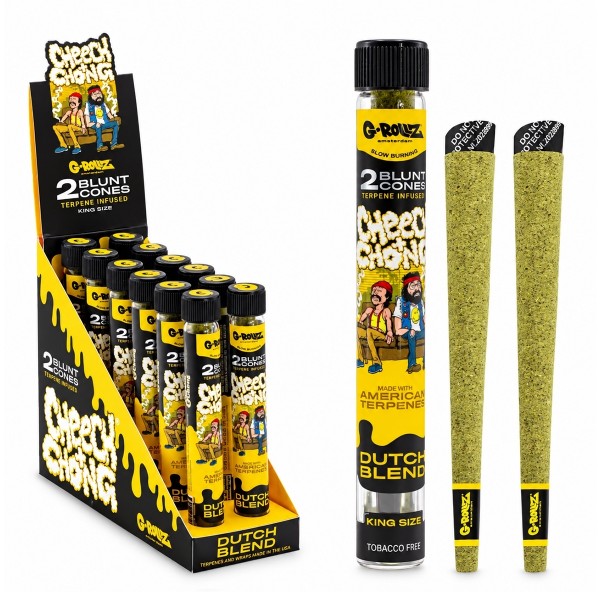 G-ROLLZ x Cheech &amp; Chong(TM) | 2 conos KS con terpenos 'Sofa' Dutch Blend - 12 paquetes/expositor (24 c