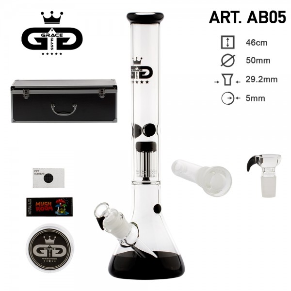 Grace Glass | Beaker Baked Black in Box H:46cm - Ø:50mm - SG:29.2mm Luxury Metalic Box