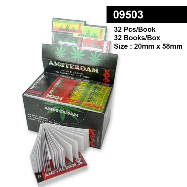 Amsterdam Rasta Man Filter Tips - Small Size 20 x 58mm - Display with 32 Books with each 32 Sheets