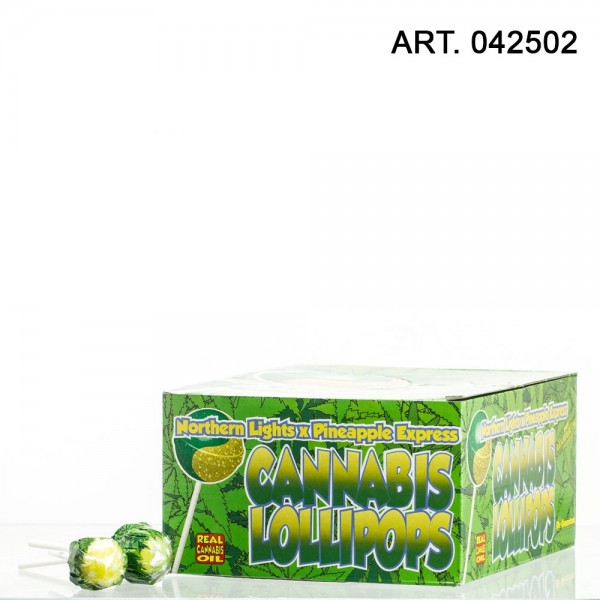 Cannabis Lollipops Northern Lights x flavor Pineapple express 70pcs/ These THC free Cannabis Lollip