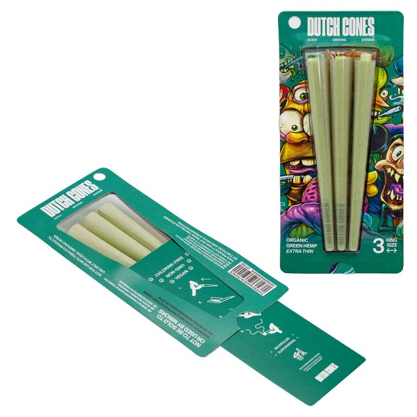 Dutch Cones | KS Green Organic Hemp Pre-Rolled Cones 3pcs in pack &amp; 50 packs in Display