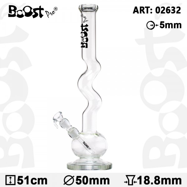 Boost | Zig Zag Glass Bong- H:51cm- Ø:50mm- SG:18.8mm- WT:5mm (circa)