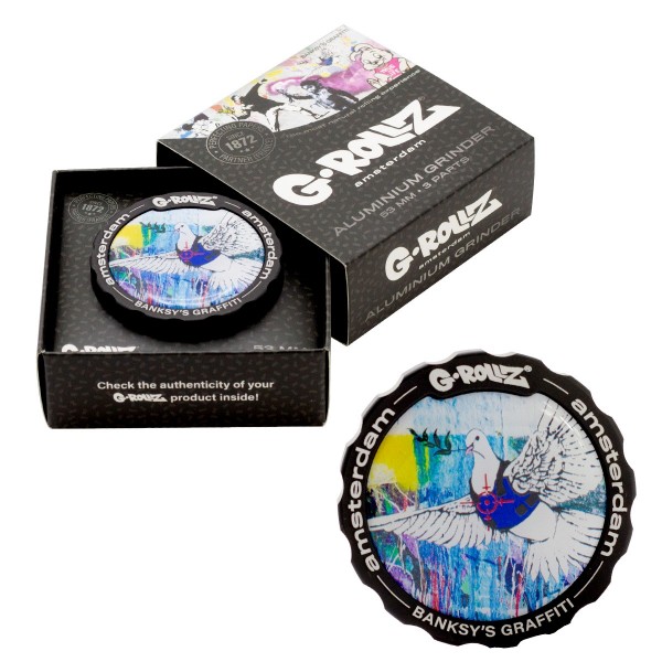 G-Rollz | Banksy Graffiti &#039;Bulletproof Dove&#039; 3part Grinder - 53mm - 6pc In Display