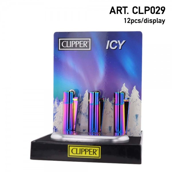 Clipper | Metal refillable lighters with ICY color - 12pcs in display