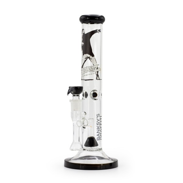 G-Rollz | Banksy's Graffiti 'Flower Thrower' - Straight Bong H:35cm - Ø:50mm - SG:29.2mm