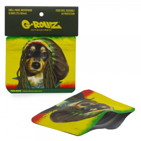 G-Rollz | 'Reggae' 70x60mm Smellproof Bags - 10pcs in Display