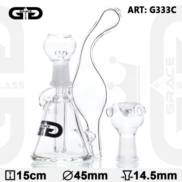Grace Glass | Mini Bubbler Recycler- Crystal- H:15cm- Ø:45mm- WT:5mm (circa)- SG:14mm- 1x diffuser -