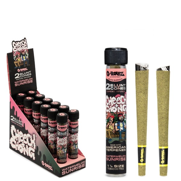 G-Rollz | Cheech &amp; Chong(TM) 1¼ Size 2x Terpene Infused Cones 'Watermelon Sunrise' (12 Pack Display)