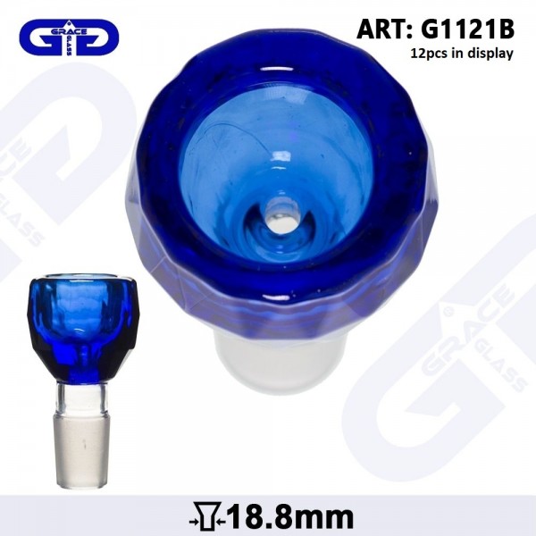 Grace Glass | Blue- SG:18.8mm (Inner Hole 3.5mm)- With Diamond Cut - 12pcs in a display