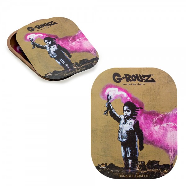 G-ROLLZ | Banksy&#039;s Graffiti &#039;Torch Boy&#039; Magnet Cover for Small Tray 18x14 cm