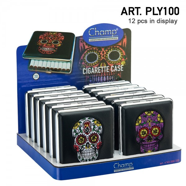 Champ | Cigarette cases with Skull cases logo for 20pcs cigarettes in different colors and there ar