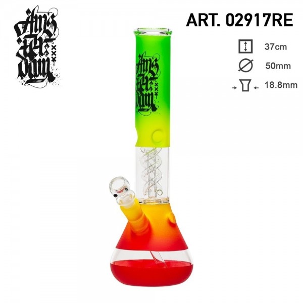 Amsterdam | Bong Glass Rasta-H:37cm- Ø:50mm-SG:18.8mm-ice noches