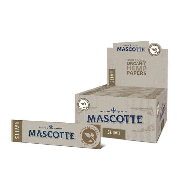 Mascotte | Organic Hemp King Size Slim Paper 34 leaves per booklet and 50 booklets per display