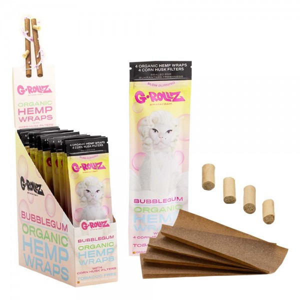 G-ROLLZ | 4x Bubblegum Flavoured Hemp Wraps + Corn Husk Tips- 'Diamonds'