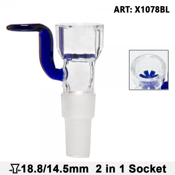 Grace Glass | Bowl with handle- Blue- 2 in1 socket- SG:18.8mm/14.5mm