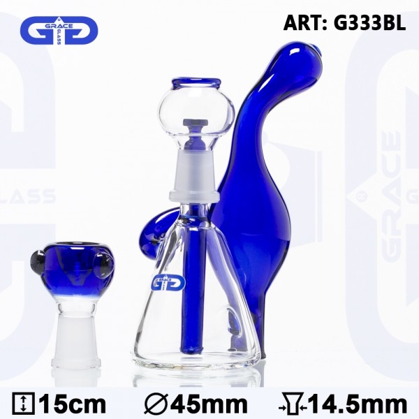 Grace Glass | Mini Bubbler Recycler- Blue- H:15cm- Ø:45mm- WT:5mm (circa)- SG:14.5mm