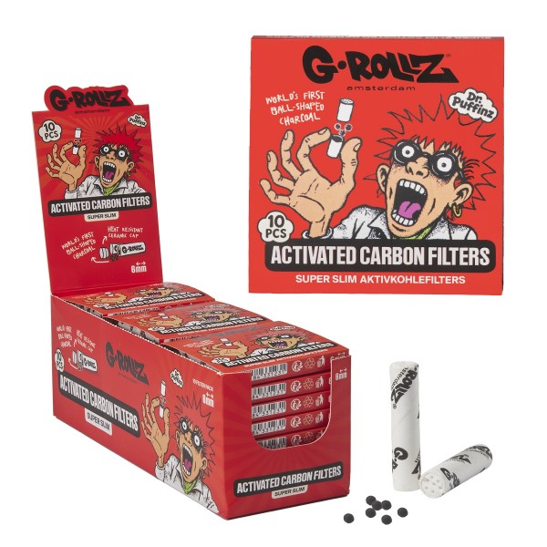 G-Rollz | Activated Carbon Filters - Ø6mm White - 10 Tips per Pack (24 Packs per Display)